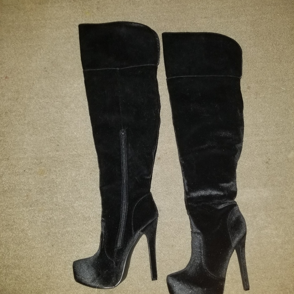 Black thigh high boots
